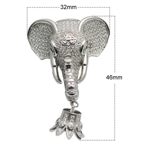 925 sterling silver elephant pendant with zircon pave for tassel fine silver jewelry accessories gift for lady diy