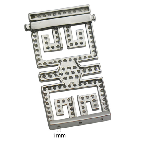 Pure silver square clasp inlaying zircon clear fashion design fine jewelry component for handmade jewelry women