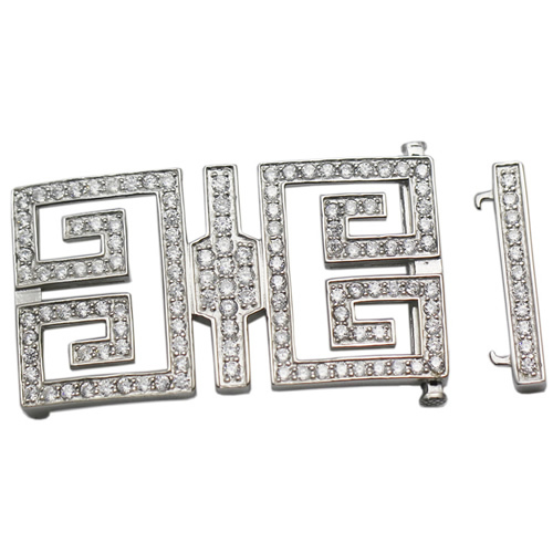 Pure silver square clasp inlaying zircon clear fashion design fine jewelry component for handmade jewelry women