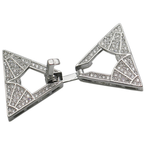 925 sterling silver triangle clasp with zircon pave special design fine silver jewelry accessories for making lady jewelry