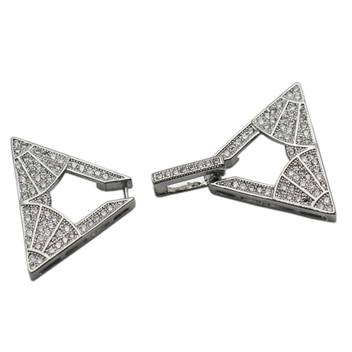 925 sterling silver triangle clasp with zircon pave special design fine silver jewelry accessories for making lady jewelry