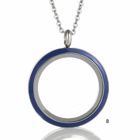 Stainless steel locket photo pendant round shape glass floating memory lockets chain accessories jewelry findings
