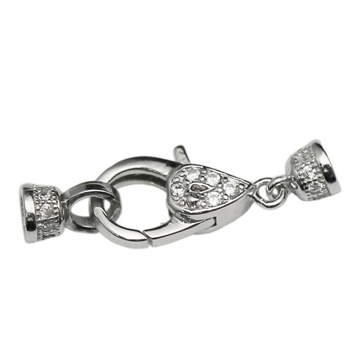 925sterling silver lobster claw clasp Genuine pave rhinestone