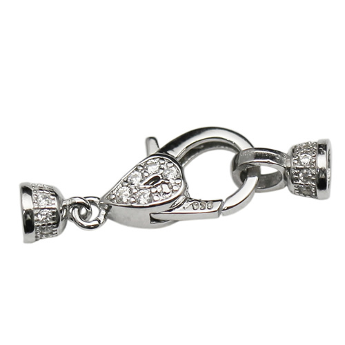 925sterling silver lobster claw clasp Genuine pave rhinestone