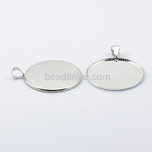 Cabochon pendant setting base fits 30mm round Hole:about 3X5mm Lead-Safe Nickel-Free rack plating