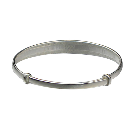 Engraved handmade adjustable vintage 990 sterling silver adjustable bangle bracelet