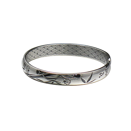 Engrave bamboo vintage cuff bangle bracelet 990 sterling sliver  for womem mather's day