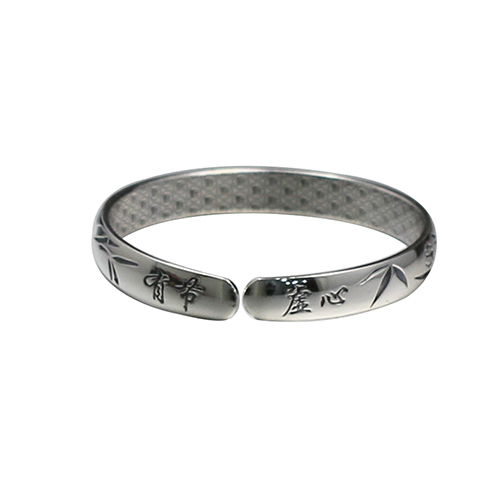 Engrave bamboo vintage cuff bangle bracelet 990 sterling sliver  for womem mather's day