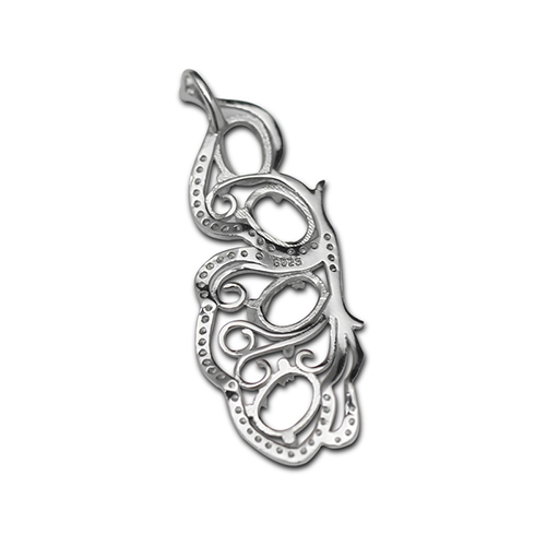 925 Sterling silver butterfly pendant setting