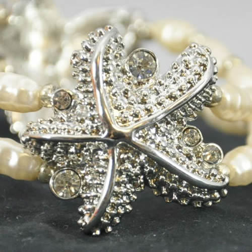 Zinc Alloy Crystal Rhinestone Starfish Bracelet Connector