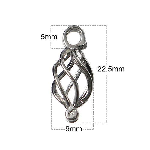 925 Sterling Silver oval hollow filigree cage pearl pendants