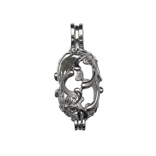 925 Sterling Silver Hollow Flower Filigree Cage Charm Pendants