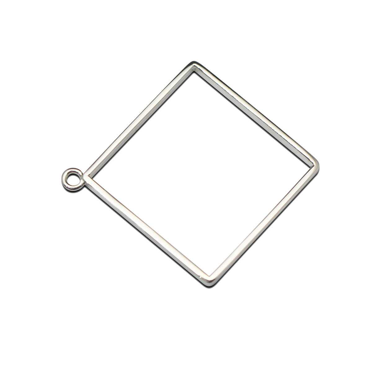 Solid Silver Jewelry Setting Accessories Square Charms Hollow Glue Blank Pendant Tray Bezel Charms DIY Handmade