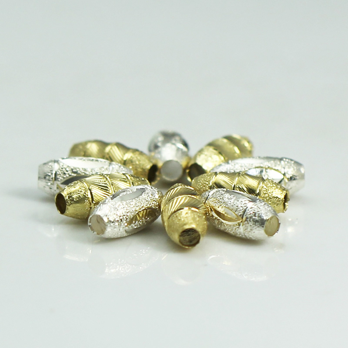 Jewelry stardust  spacs beads,brass,rice, nickel  free, lead free,7x15mm ,hole:3.0mm,