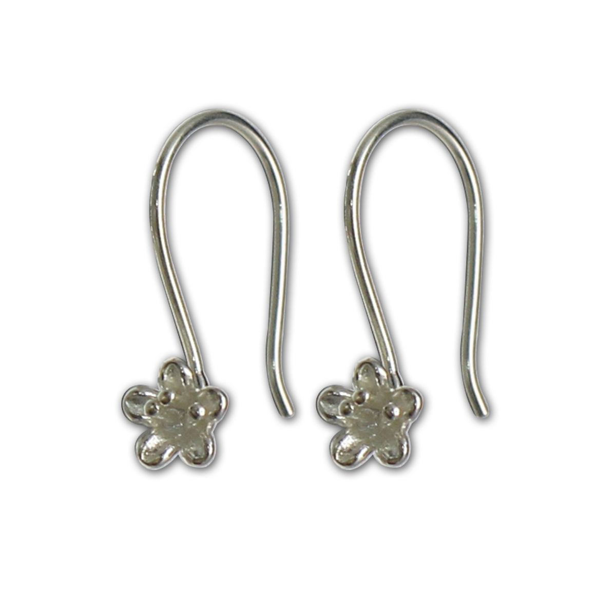 Silver earrings findings flower cabochon settings
