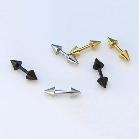 Punk 3 color stainless steel stud earrings