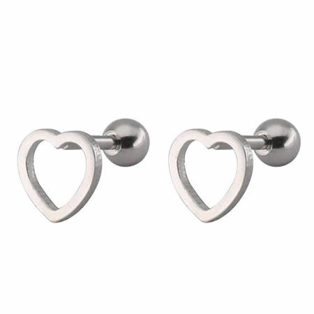 Stainless steel 6mm heart stud earrings for women jewelry