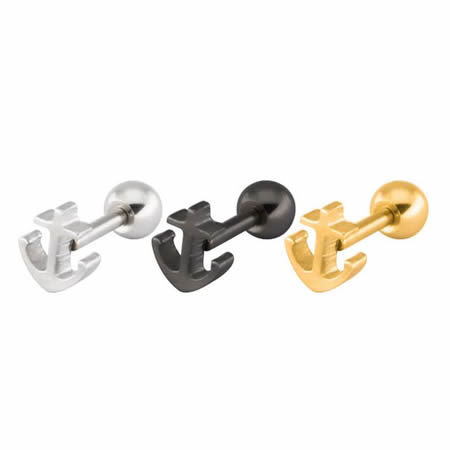 Stainless steel delicacy anchor stud earrings