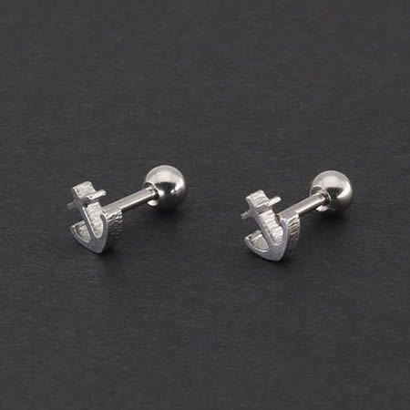 Stainless steel delicacy anchor stud earrings