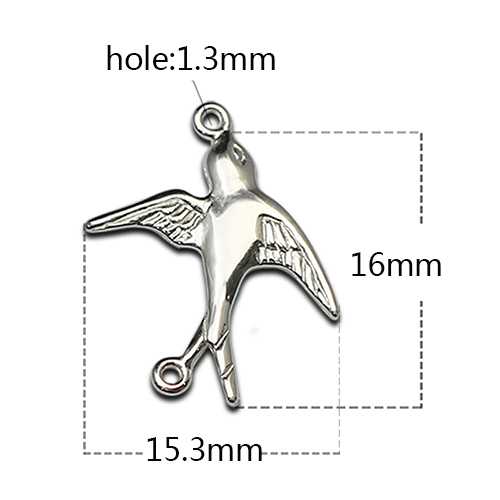 925 Sterling Silver Small Size Fly Bird Pendant Charm