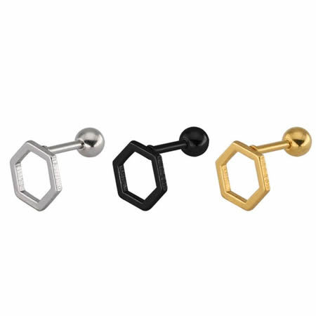 Stainless steel polygon shape stud earrings for women