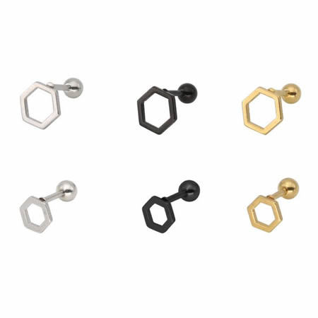 Trendy concise style polygon shape tragus earring