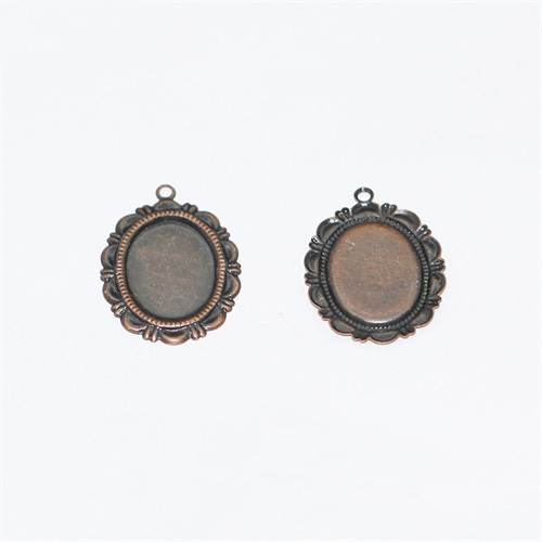 Brass Cabochon Pendant Setting ,fits 13x18mm oval,hole:about 1.5mm,Lead Safe,Nickel Free,Rack Plating,