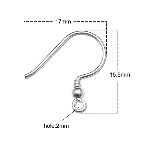 925 silver earring wire， round line sterling silver earring ,0.7mm thickness