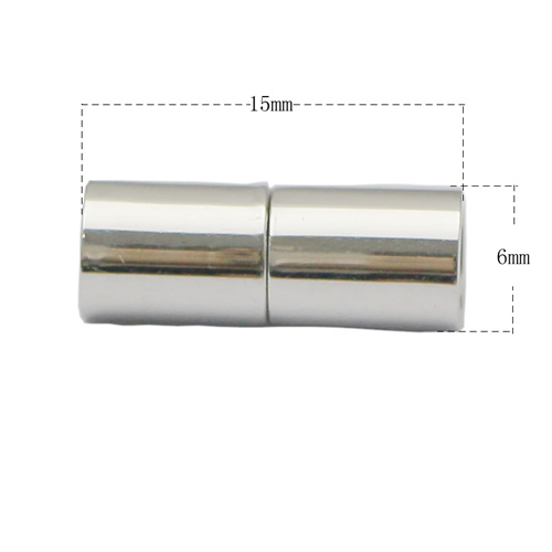 925 Sterling silver 4mm Diameter Round Magnetic Clasps  Leather Glue In Tube Barrel