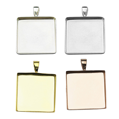 925 Sterling silver Pendant trays, Settings   depth 3mm   Square, 25.4mm(1 Inch),