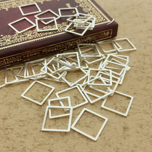925 Sterling Silver Square Charms Pendants DIY Necklace Jewelry Making