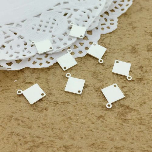 925 Sterling silver Lozenge Charm Pendants Drop Earrings Accessories DIY Craft Jewelry