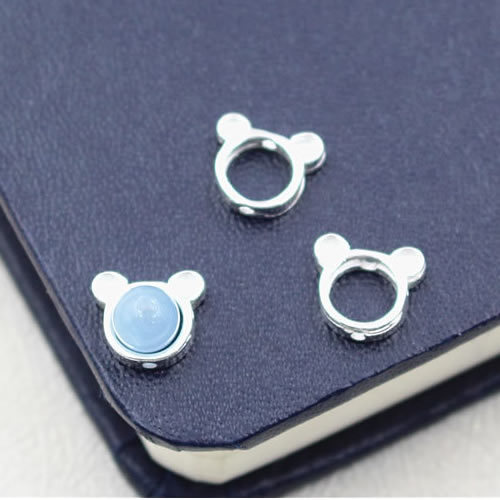 925 Sterling silver DIY cartoon bear bead frame jewelry accessories