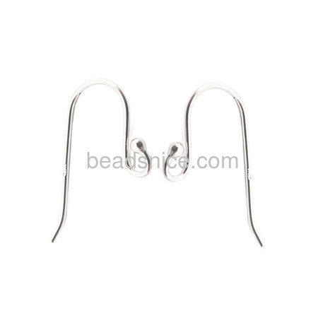 0.6mm rough silver 925  hook earrings with 1.5mm ball
