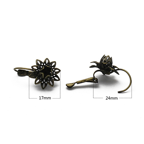 Brass Brass earrings jewellry, lead-safe, nickel-free, flower,