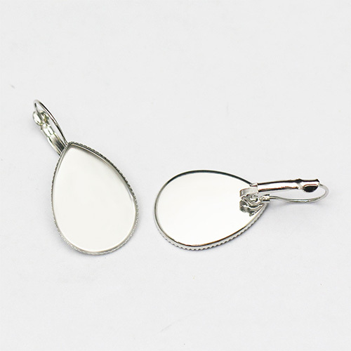Lever Back Earring with cabochon setting,brass,Tear drop ,