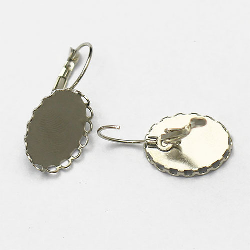Lever Back Earring with cabochon setting,brass,
