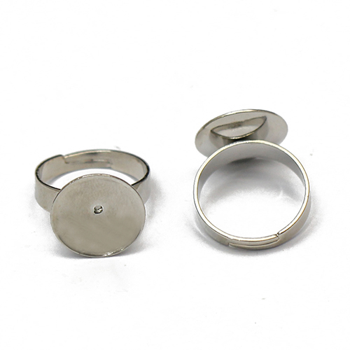 Adjustable finger ring blanks women rings with 6mm flat round pad simple style wholesale rings jewelry accessory brass DIY
