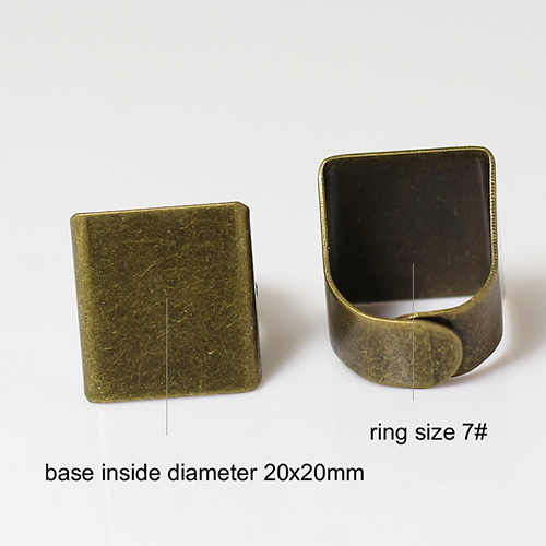 Brass pad ring base,size: 7,square