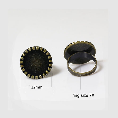 Brass finger ring settings,size:7 ,lead-safe,nickel-free
