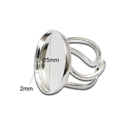 925 Sterling Silver Ring Base fit 25mm Setting Rings Blanks for Personalize DIY Jewelry Making