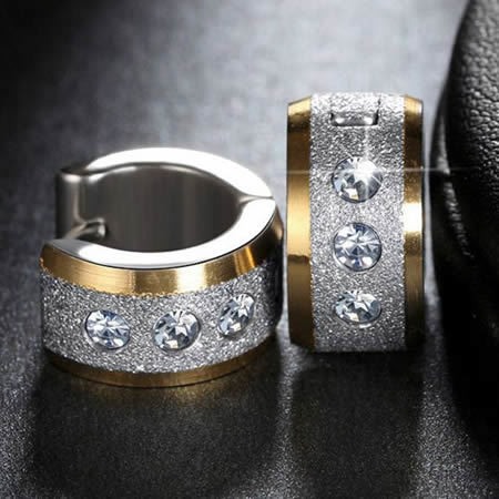 Fashion Jewelry 316L Stainless Steel Earrings with CZ Stones insert
