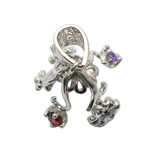 925 Sterling Silver CZ FLOWER PEARL CUP CAP BAIL PIN PENDANT Clasp