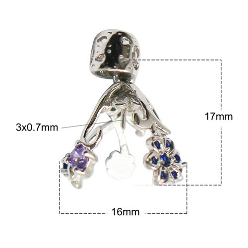 925 Sterling Silver CZ FLOWER PEARL CUP CAP BAIL PIN PENDANT Clasp