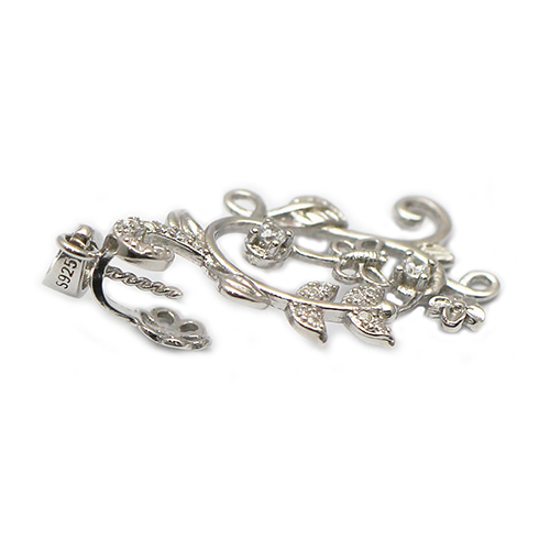 925 Sterling Silver Twisted Pin Gemstone Pendant Clasp Slide