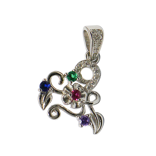 925 Sterling Silver CZ FLOWER BAIL PIN PENDANT CONNECTOR