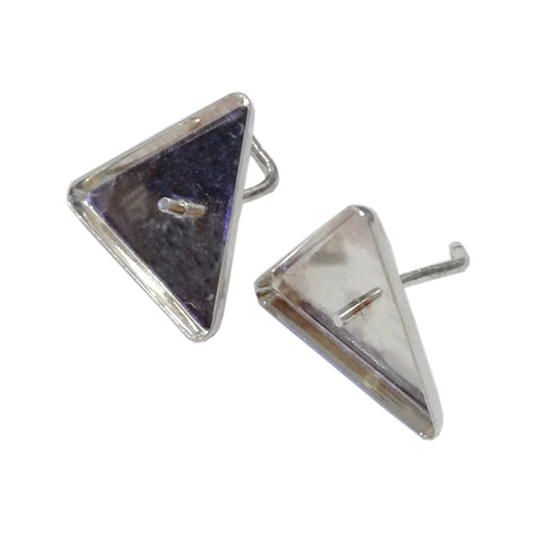 925 Sterling Silver Triangle Bezel Cup Earring Stud