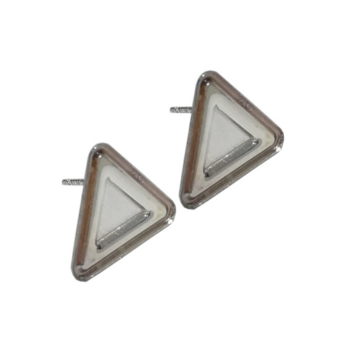 925 Sterling Silver Triangle Bezel Cup Earring Post