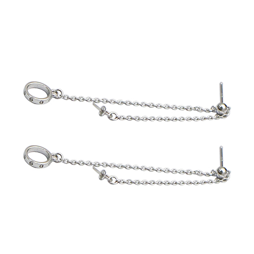 925 Sterling Silver Circle Charm Dangle Thread Threader Long Earrings