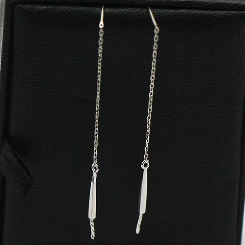 925 Sterling Silver Women's Fashion Earrings Charm Long Drop Earrings